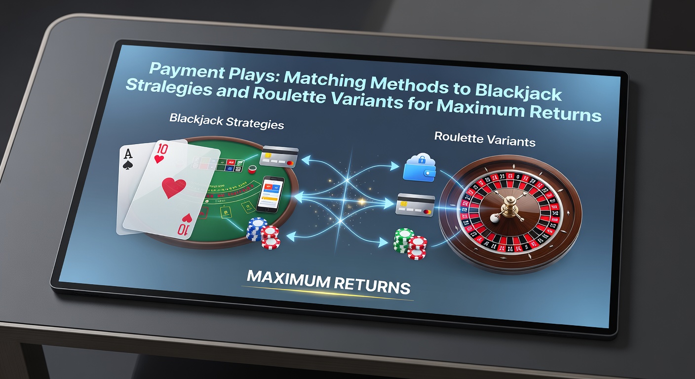 Digital graphic showing blackjack cards, roulette wheel, and icons of credit cards, e-wallets, and cryptocurrencies aligned for strategic play
